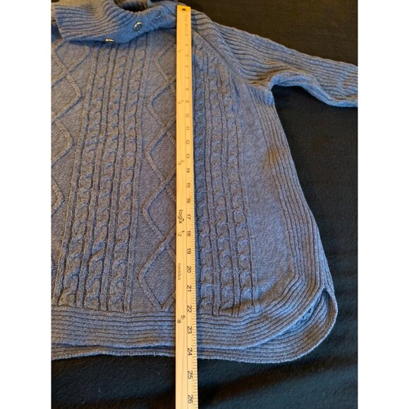 Cozy Croft & Barrow Size 1X Knit Sweater with Button Collar Cable Pattern Blue - Picture 9 of 12